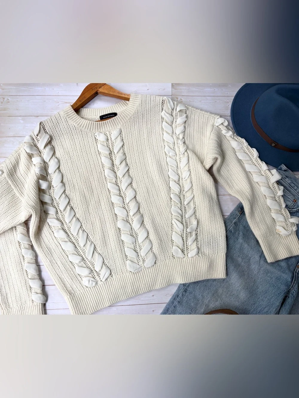 Club Monaco ribbon trim sweater - Picture 2 of 4